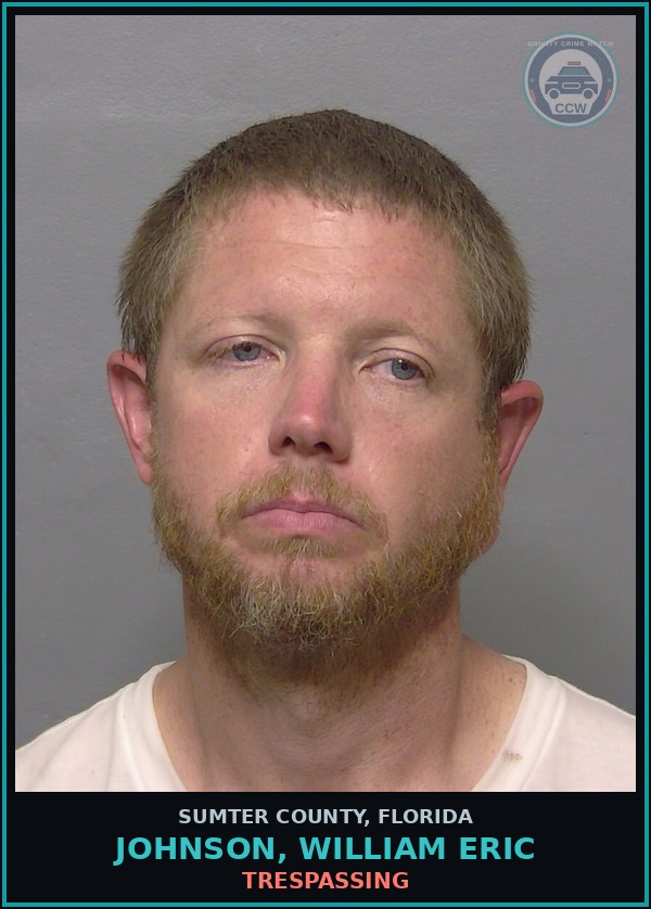 Booking mugshot of JOHNSON, WILLIAM ERIC in Sumter County