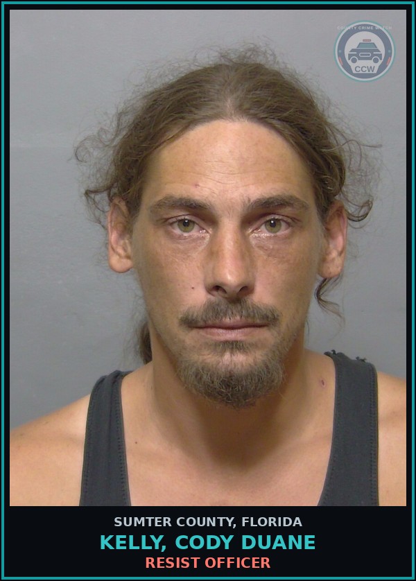 Booking mugshot of KELLY, CODY DUANE in Sumter County