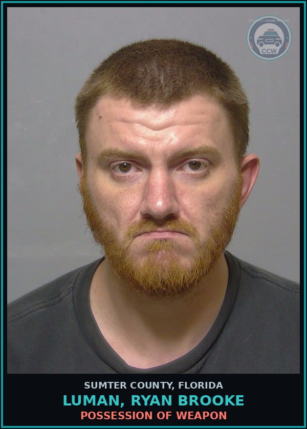 Booking mugshot of LUMAN, RYAN BROOKE in Sumter County