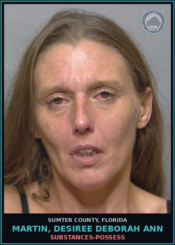 Booking mugshot of MARTIN, DESIREE DEBORAH ANN in Sumter County