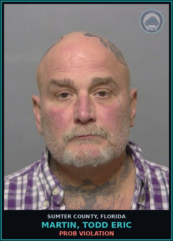 Booking mugshot of MARTIN, TODD ERIC in Sumter County