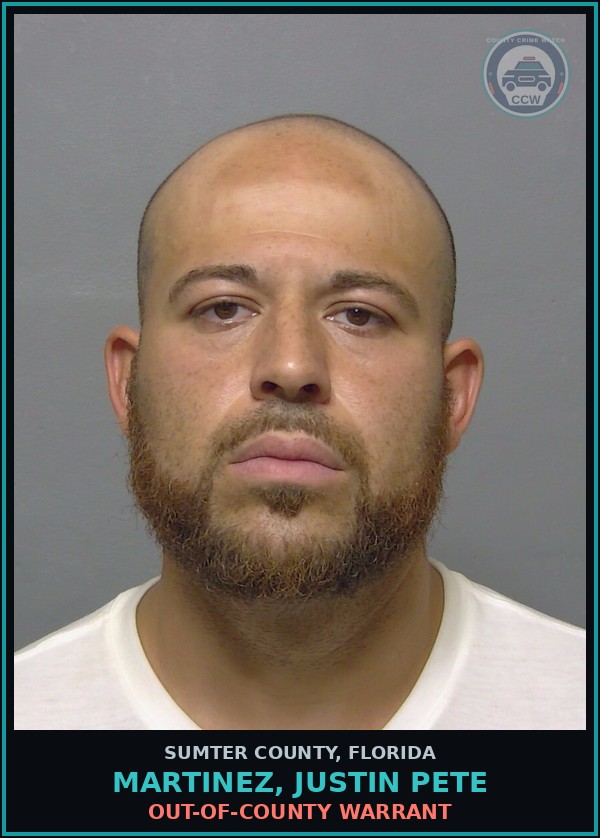 Booking mugshot of MARTINEZ, JUSTIN PETE in Sumter County