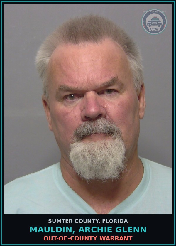 Booking mugshot of MAULDIN, ARCHIE GLENN in Sumter County