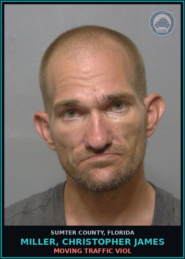 Booking mugshot of MILLER, CHRISTOPHER JAMES in Sumter County