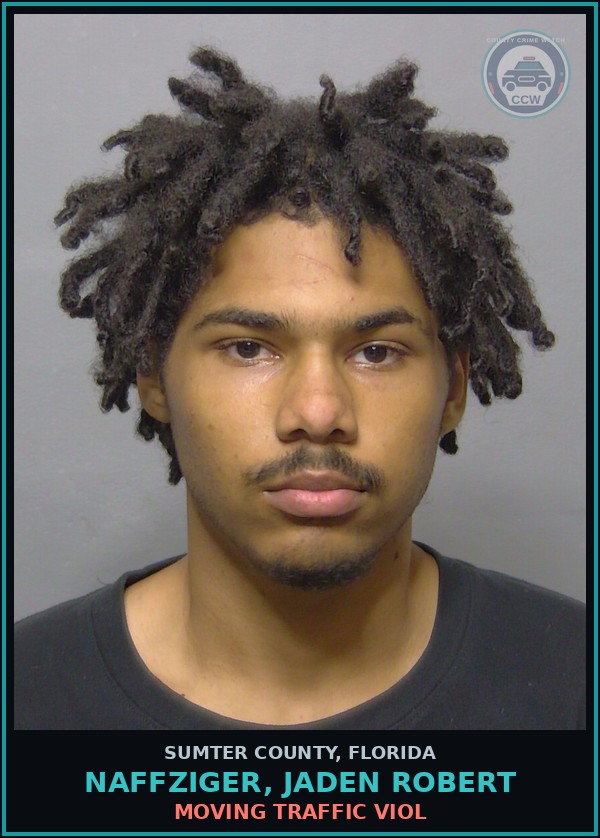 Booking mugshot of NAFFZIGER, JADEN ROBERT in Sumter County