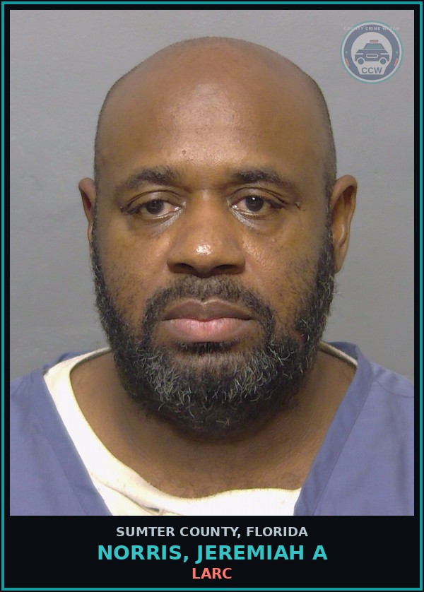 Booking mugshot of NORRIS, JEREMIAH A in Sumter County