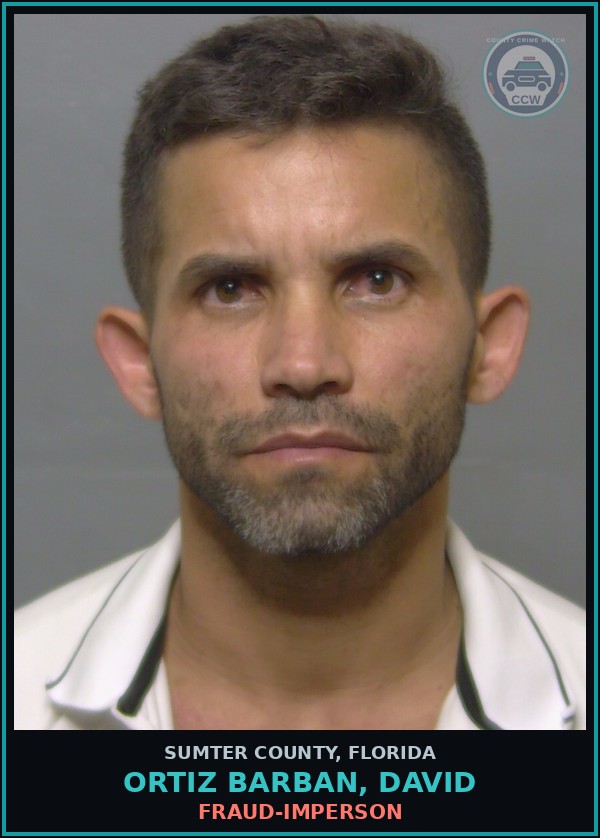 Booking mugshot of ORTIZ BARBAN, DAVID in Sumter County