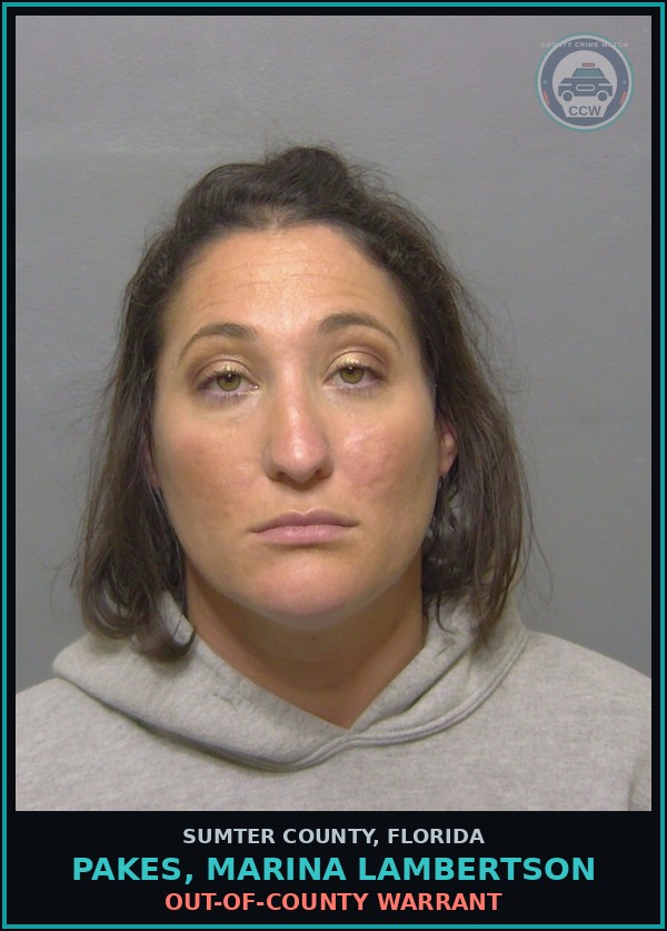 Booking mugshot of PAKES, MARINA LAMBERTSON in Sumter County