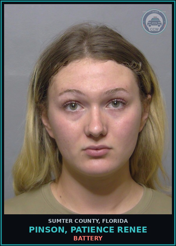 Booking mugshot of PINSON, PATIENCE RENEE in Sumter County