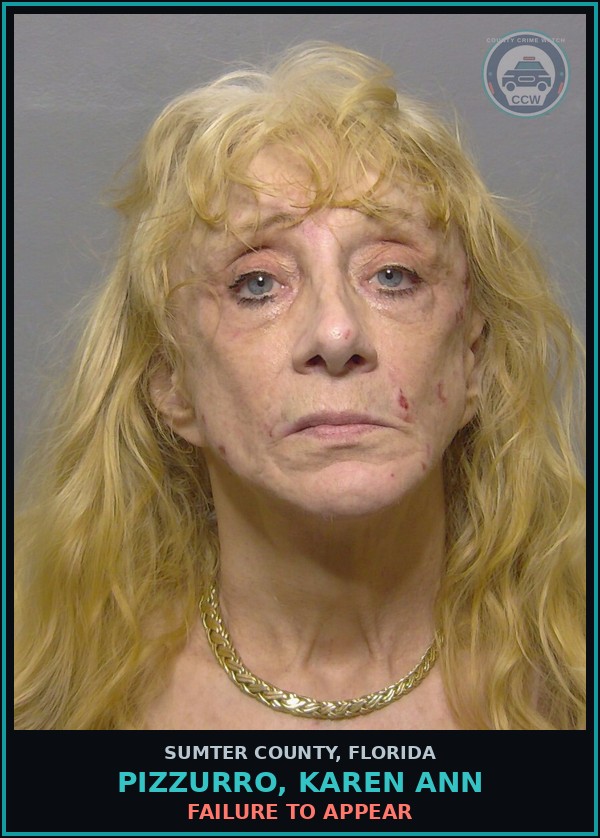 Booking mugshot of PIZZURRO, KAREN ANN in Sumter County