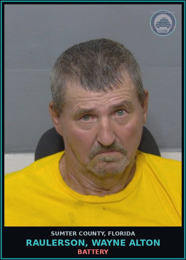 Booking mugshot of RAULERSON, WAYNE ALTON in Sumter County