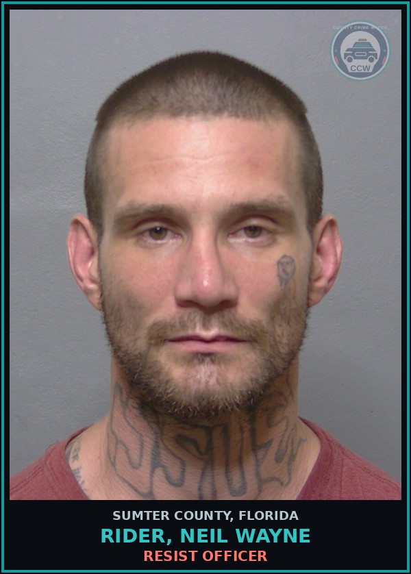 Booking mugshot of RIDER, NEIL WAYNE in Sumter County