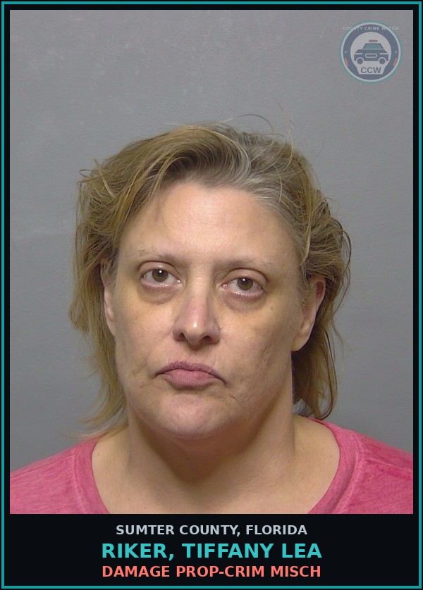 Booking mugshot of RIKER, TIFFANY LEA in Sumter County