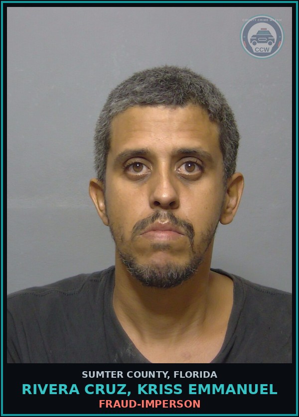 Booking mugshot of RIVERA CRUZ, KRISS EMMANUEL in Sumter County