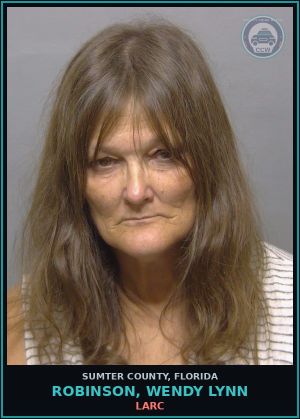 Booking mugshot of ROBINSON, WENDY LYNN in Sumter County
