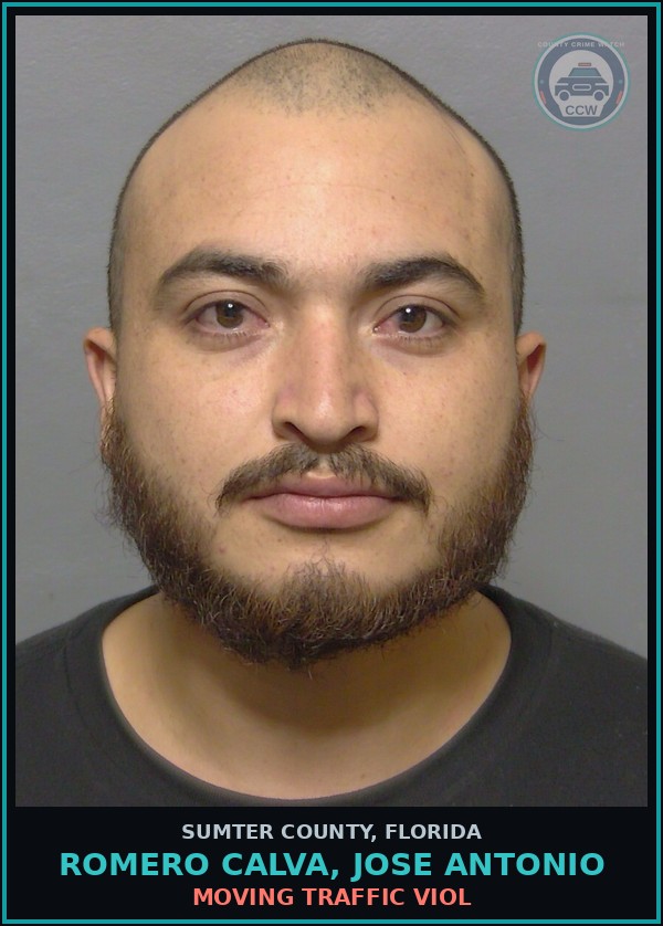Booking mugshot of ROMERO CALVA, JOSE ANTONIO in Sumter County