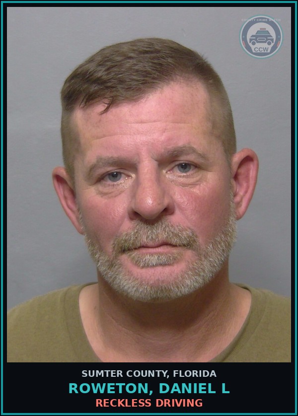 Booking mugshot of ROWETON, DANIEL L in Sumter County