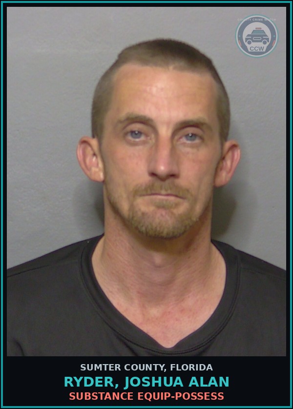 Booking mugshot of RYDER, JOSHUA ALAN in Sumter County