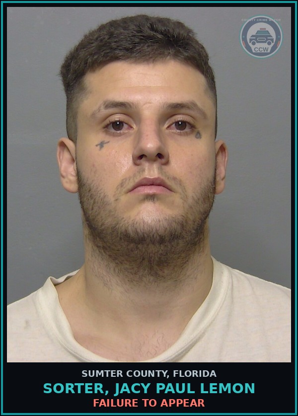 Booking mugshot of SORTER, JACY PAUL LEMON in Sumter County