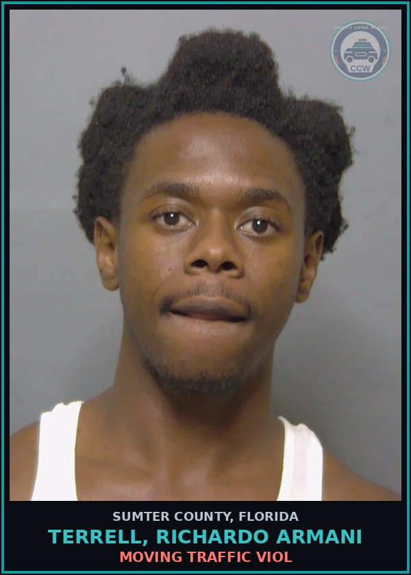 Booking mugshot of TERRELL, RICHARDO ARMANI in Sumter County
