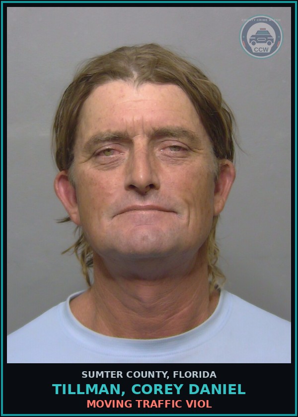 Booking mugshot of TILLMAN, COREY DANIEL in Sumter County
