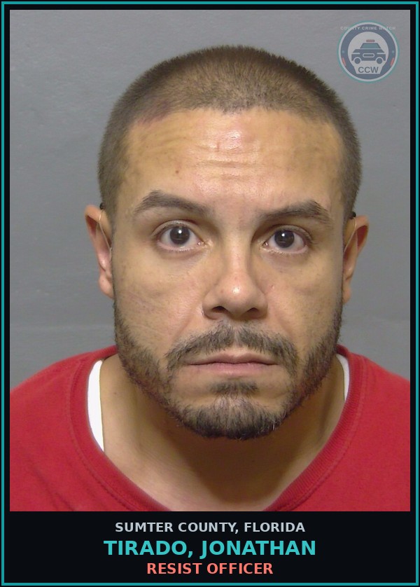 Booking mugshot of TIRADO, JONATHAN in Sumter County