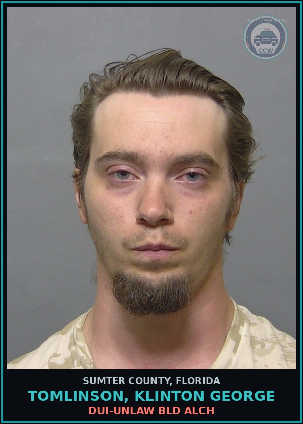 Booking mugshot of TOMLINSON, KLINTON GEORGE in Sumter County