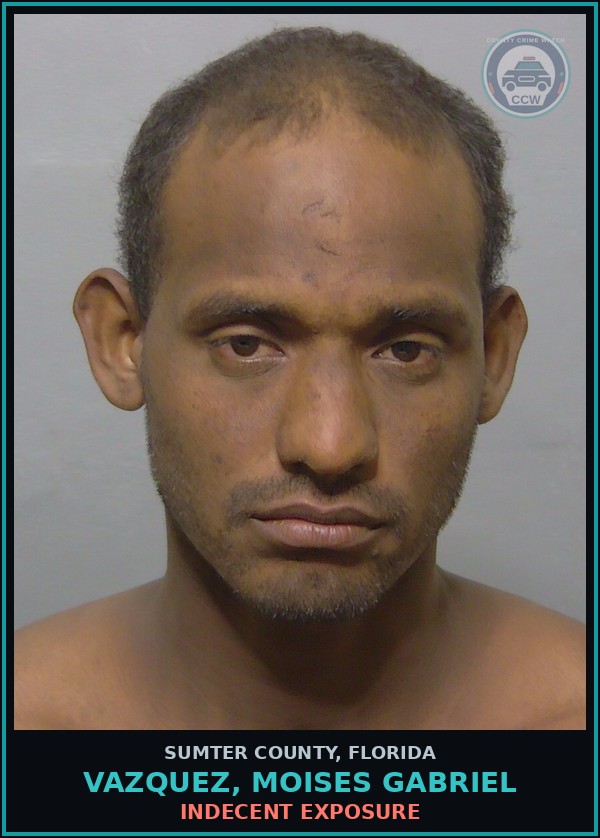 Booking mugshot of VAZQUEZ, MOISES GABRIEL in Sumter County
