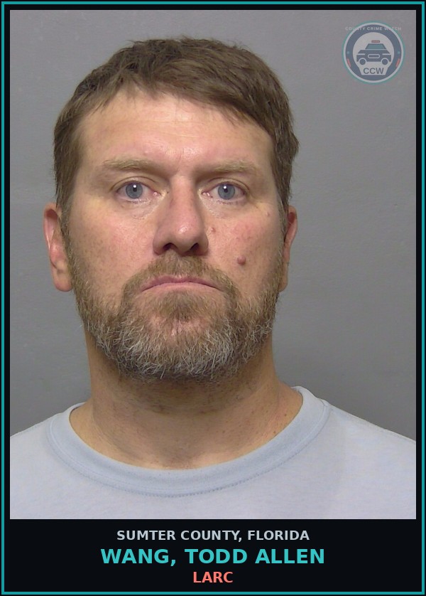 Booking mugshot of WANG, TODD ALLEN in Sumter County
