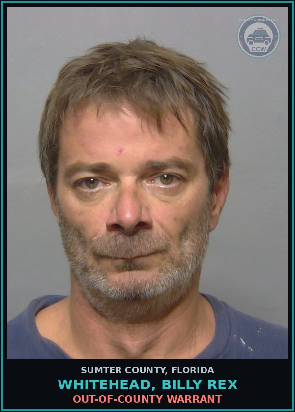 Booking mugshot of WHITEHEAD, BILLY REX in Sumter County