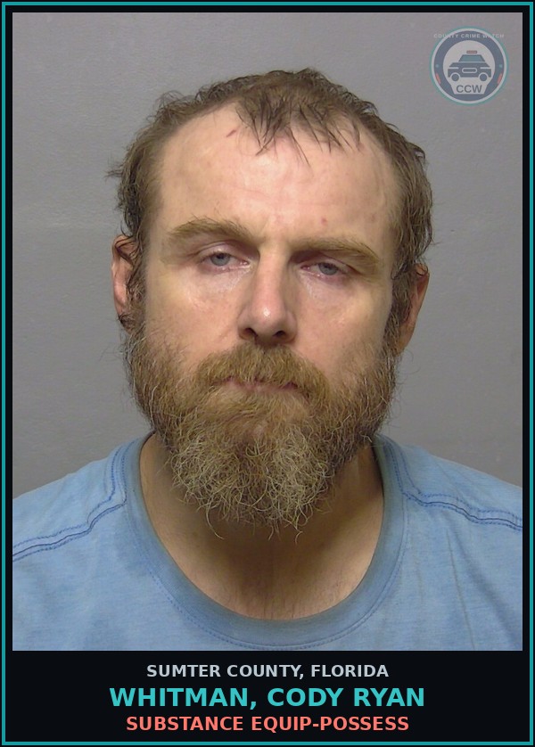 Booking mugshot of WHITMAN, CODY RYAN in Sumter County