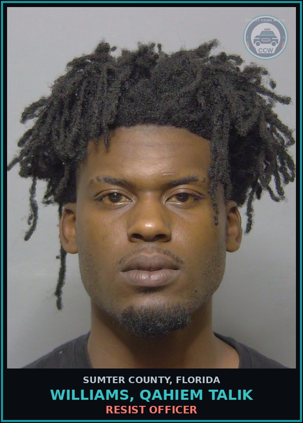 Booking mugshot of WILLIAMS, QAHIEM TALIK in Sumter County