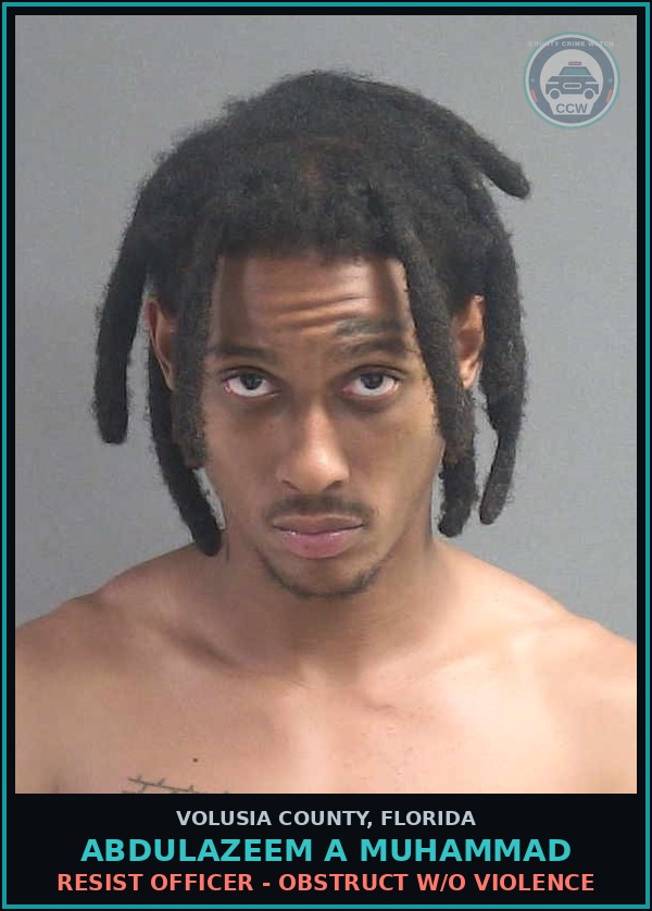 Booking mugshot of ABDULAZEEM A MUHAMMAD in Volusia County