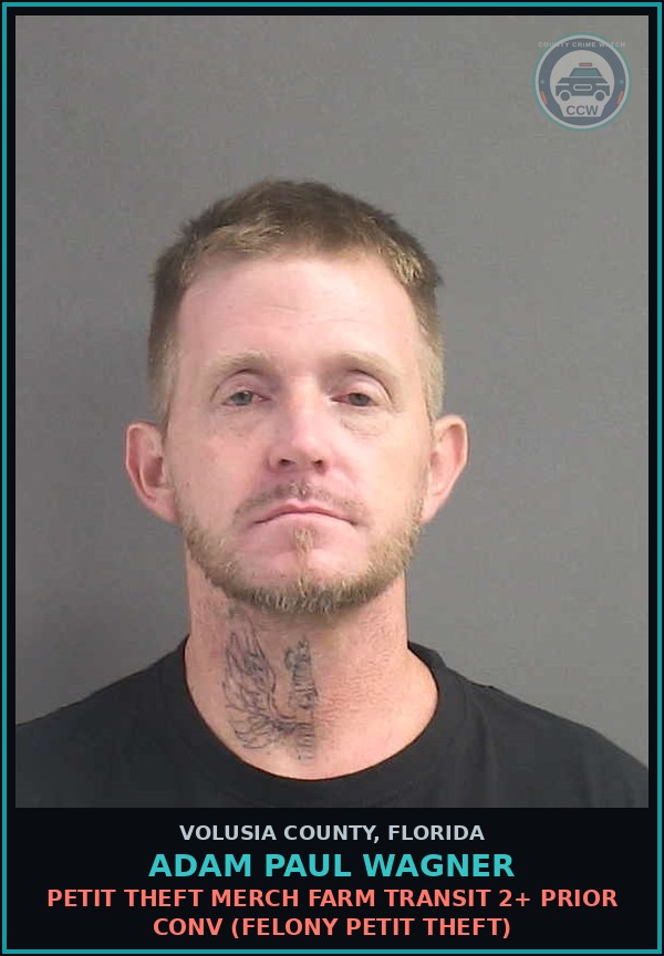 Booking mugshot of ADAM PAUL WAGNER in Volusia County