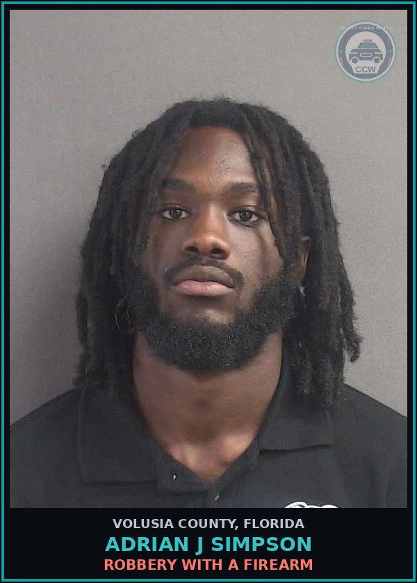 Booking mugshot of ADRIAN J SIMPSON in Volusia County