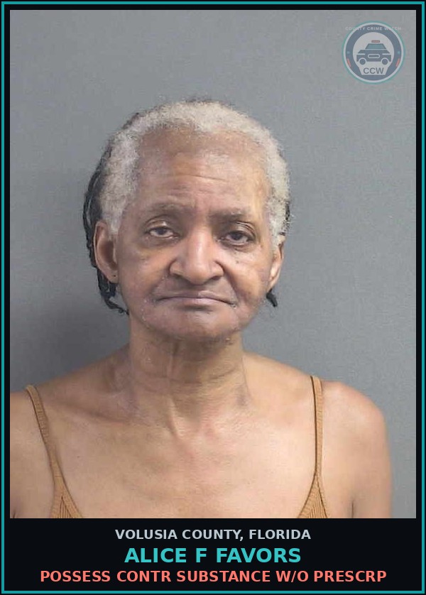 Booking mugshot of ALICE F FAVORS in Volusia County