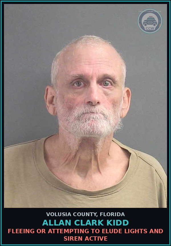 Booking mugshot of ALLAN CLARK KIDD in Volusia County