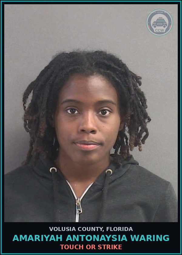 Booking mugshot of AMARIYAH ANTONAYSIA WARING in Volusia County