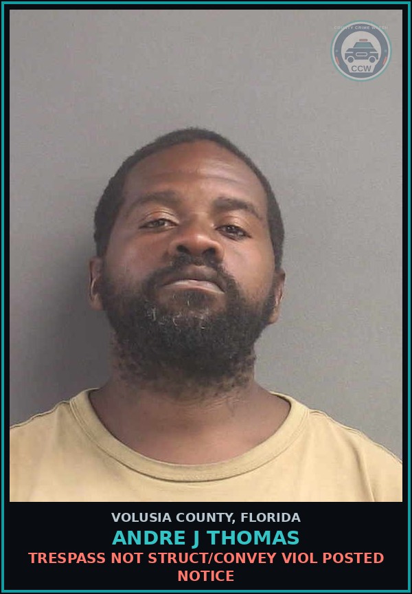 Booking mugshot of ANDRE J THOMAS in Volusia County