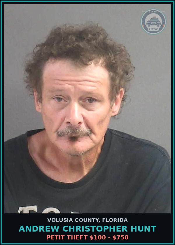 Booking mugshot of ANDREW CHRISTOPHER HUNT in Volusia County
