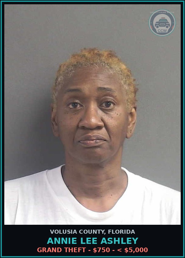 Booking mugshot of ANNIE LEE ASHLEY in Volusia County
