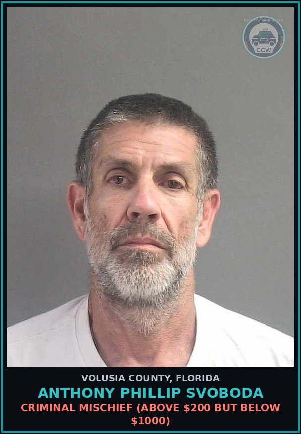Booking mugshot of ANTHONY PHILLIP SVOBODA in Volusia County