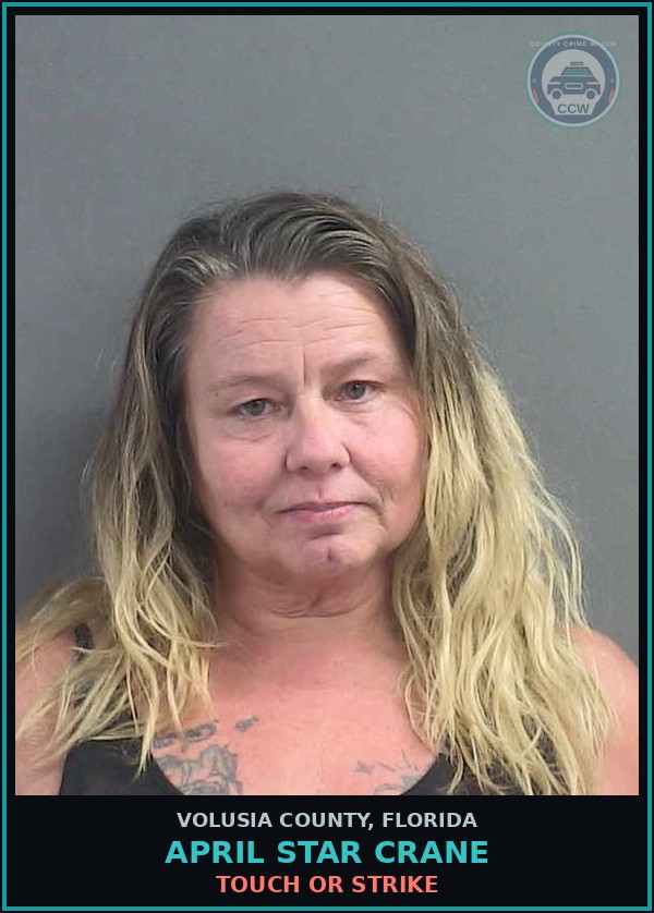 Booking mugshot of APRIL STAR CRANE in Volusia County