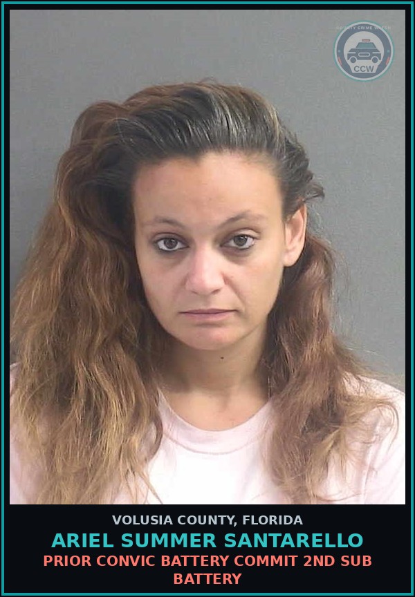 Booking mugshot of ARIEL SUMMER SANTARELLO in Volusia County