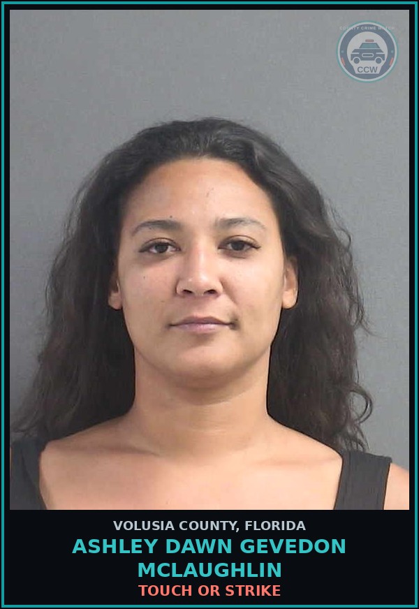 Booking mugshot of ASHLEY DAWN GEVEDON MCLAUGHLIN in Volusia County