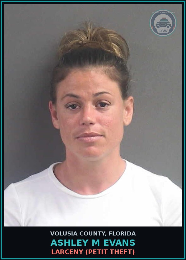 Booking mugshot of ASHLEY M EVANS in Volusia County