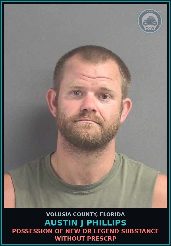 Booking mugshot of AUSTIN J PHILLIPS in Volusia County