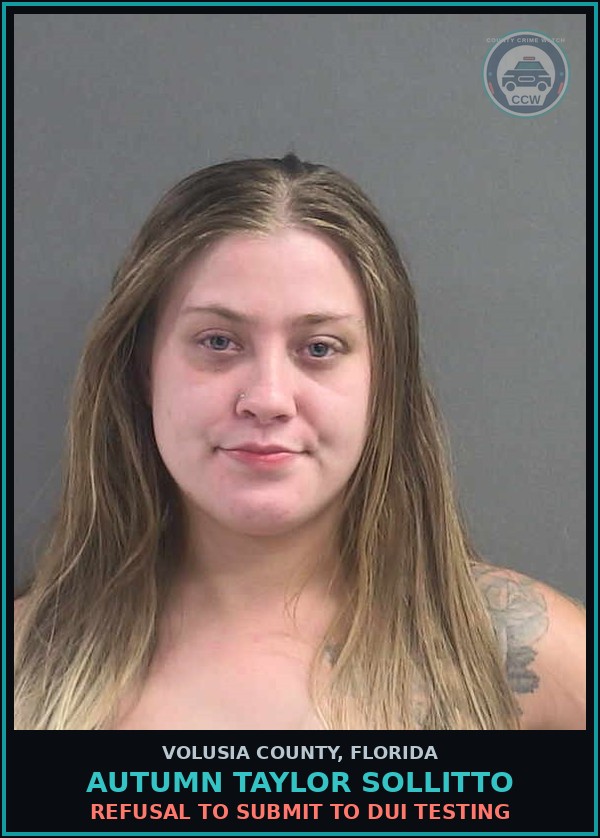 Booking mugshot of AUTUMN TAYLOR SOLLITTO in Volusia County