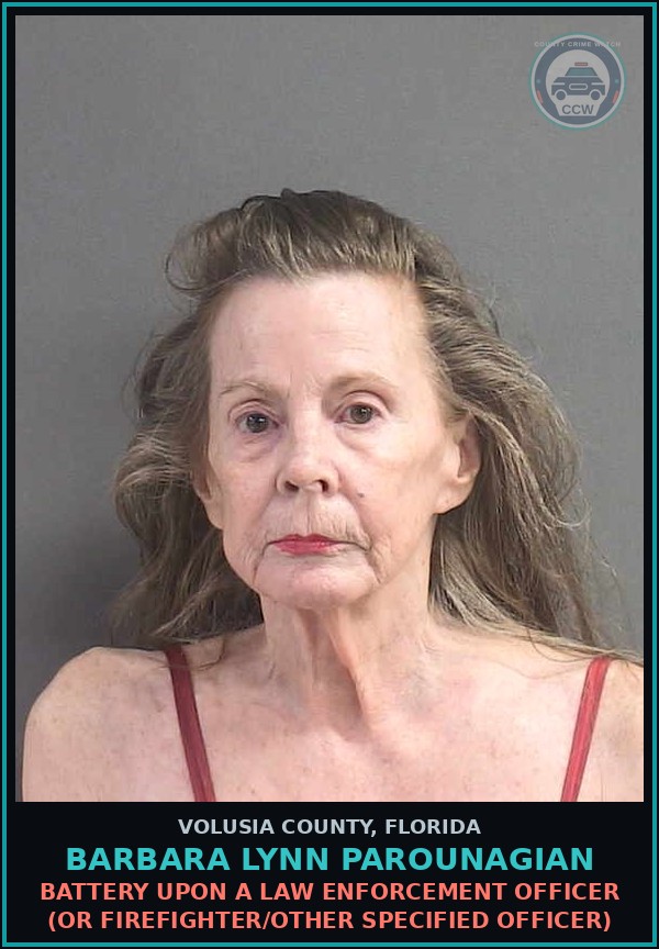 Booking mugshot of BARBARA LYNN PAROUNAGIAN in Volusia County