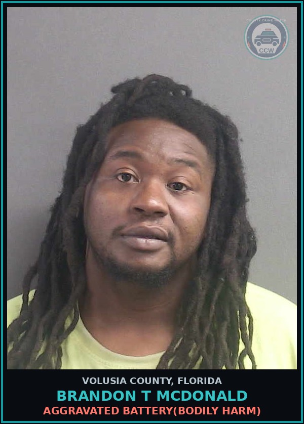 Booking mugshot of BRANDON T MCDONALD in Volusia County